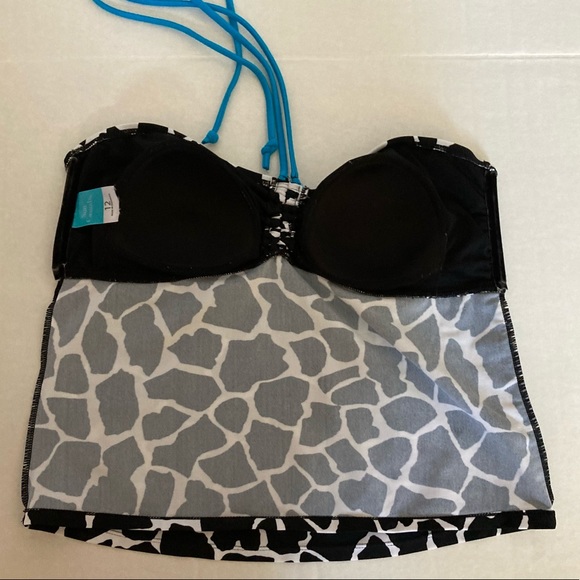 Sun Casual Black White Giraffe Stone Tankini Sz 12 - Picture 11 of 16